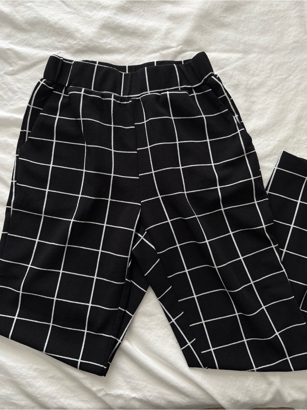 black and white pants